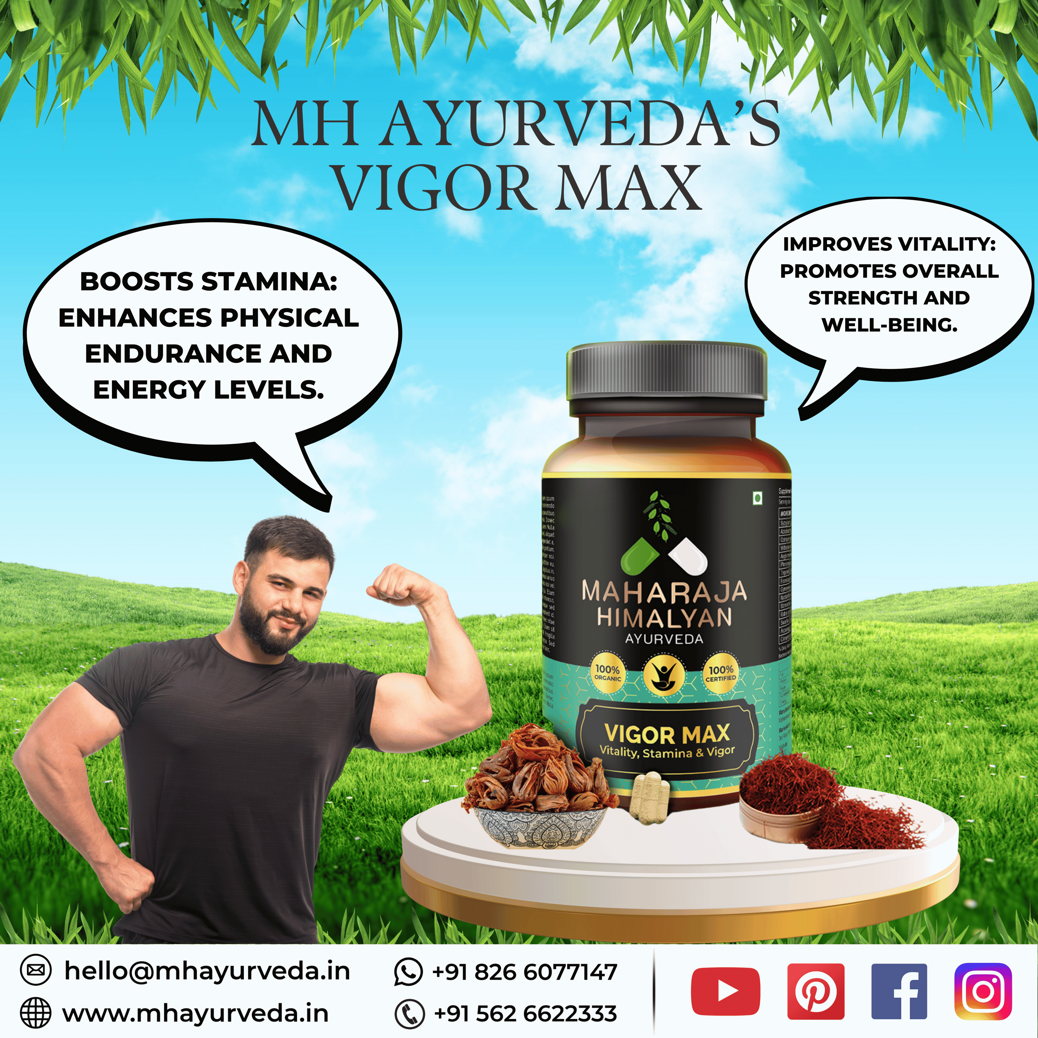 Vigor Max is a supplement that utilizes Ayurvedic herbs known to naturally improve stamina and energy levels.